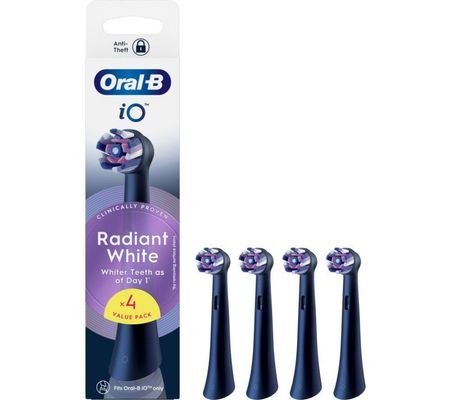 ORAL B iO Radiant White Replacement Toothbrush Head Pack of 4, Black