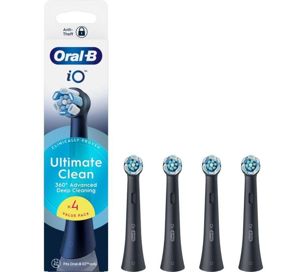 ORAL-B iO Ultimate Clean Replacement Toothbrush Head Pack of 4, Black - Image 1