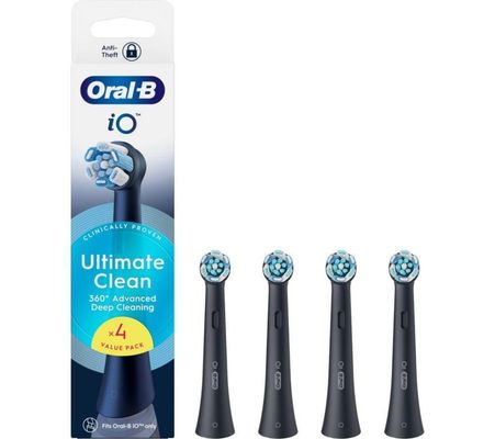 ORAL-B iO Ultimate Clean Replacement Toothbrush Head Pack of 4, Black