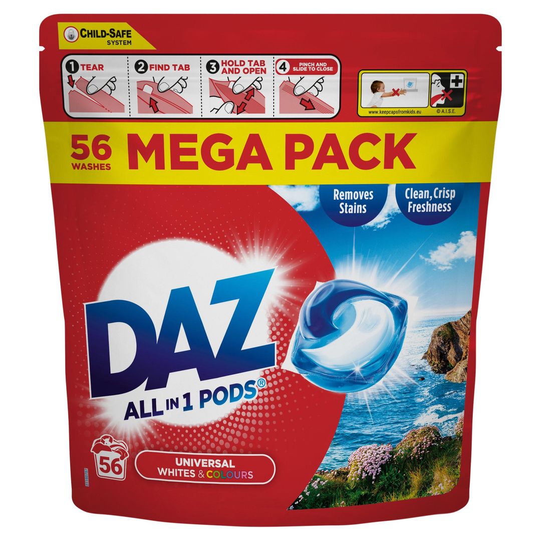 Daz All in 1 Pods Universal Whites & Colours 56 x 16.7g (935.2g) - Image 1