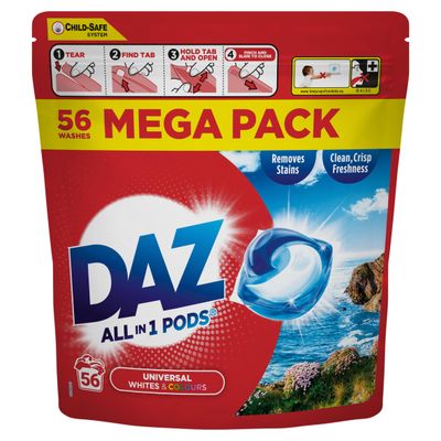 Daz All in 1 Pods Universal Whites & Colours 56 x 16.7g (935.2g)