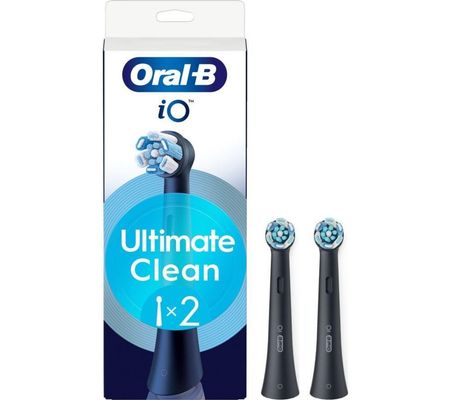 ORAL B iO Ultimate Clean Replacement Toothbrush Head Pack of 2, Black