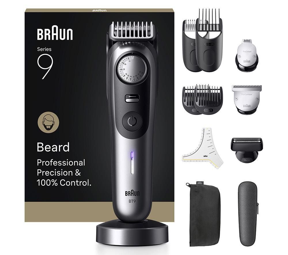 BRAUN Series 9 BT9560 Beard Trimmer - Chrome, Silver/Grey - Image 1