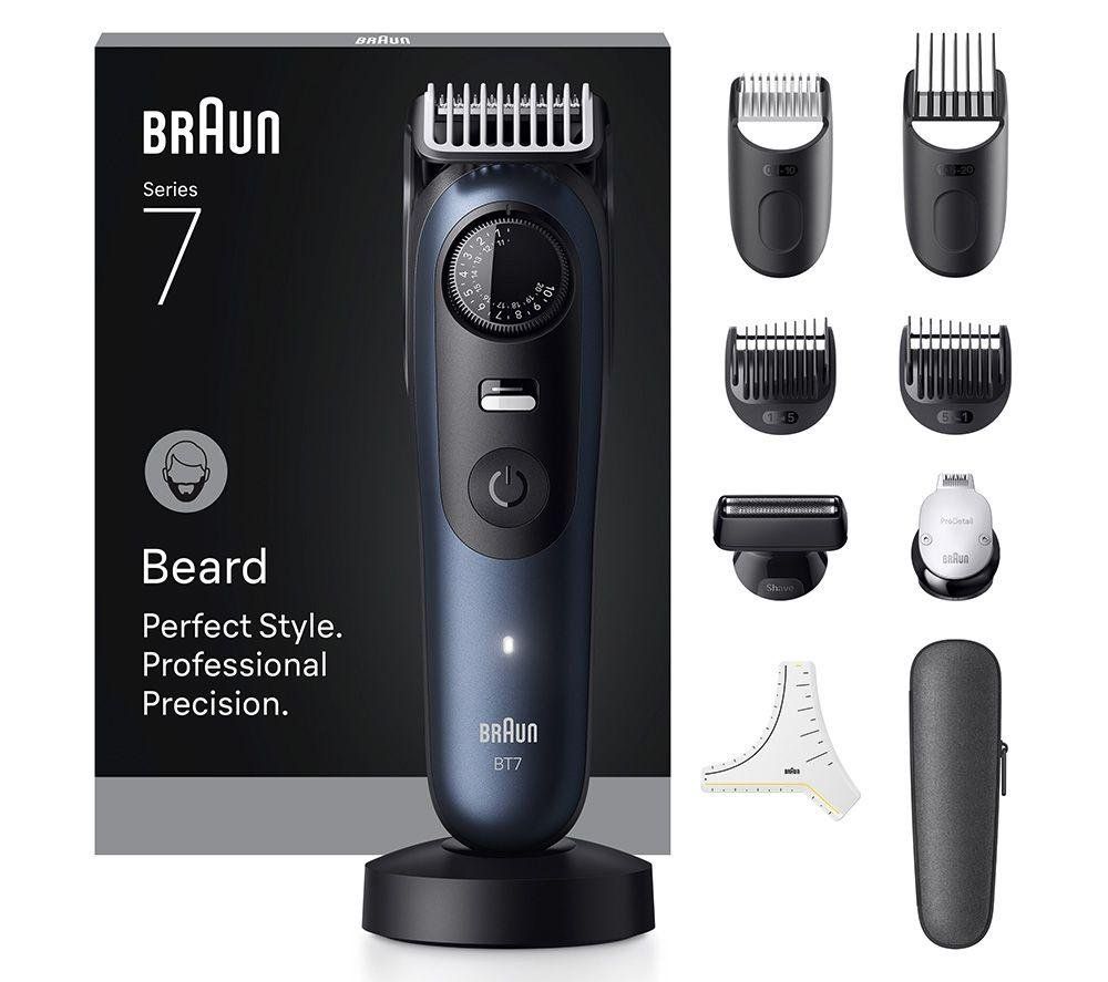 BRAUN Series 7 BRABT7540 Wet & Dry Beard Trimmer - Black & Blue, Blue - Image 1