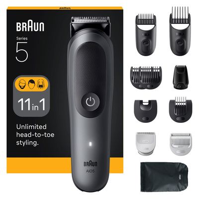 BRAUN Series 5 AIO5560 11-in-1 Wet & Dry Trimmer - Grey, Silver/Grey