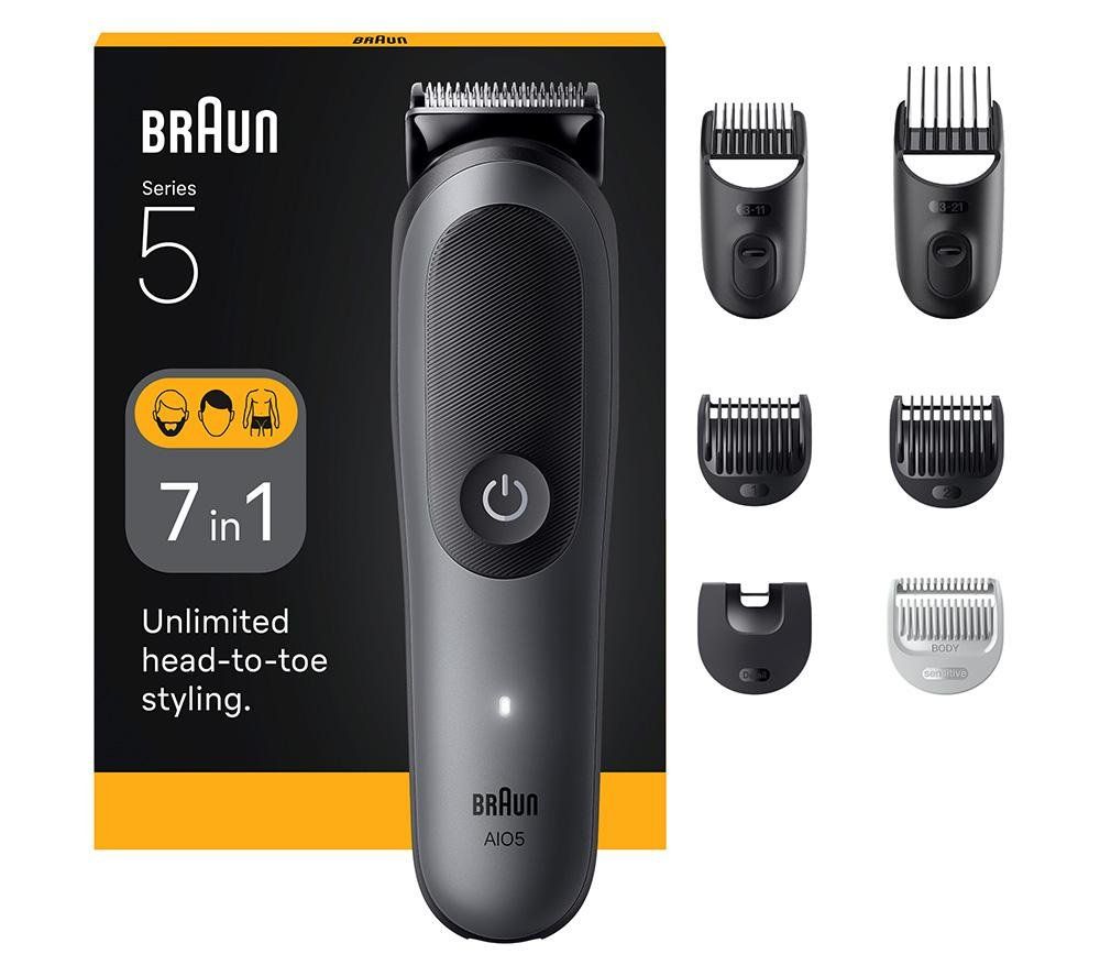 BRAUN Series 5 AIO5520 7-in-1 Wet & Dry Trimmer - Grey, Silver/Grey - Image 1