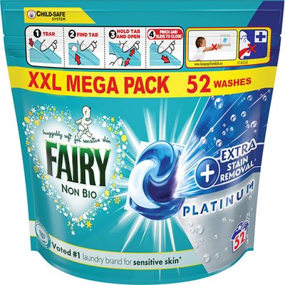 Fairy Platinum+ Non Bio Stain Removal Pods - 52