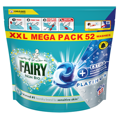 Fairy Platinum+ Non Bio Stain Removal Pods - 52 - Thumbnail 2