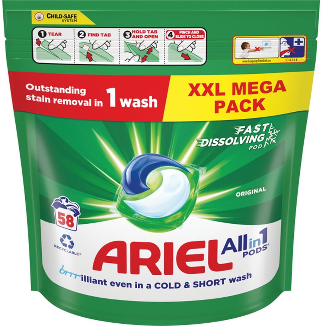 Ariel 3in1 PODS®, Washing Capsules 58 - Image 1