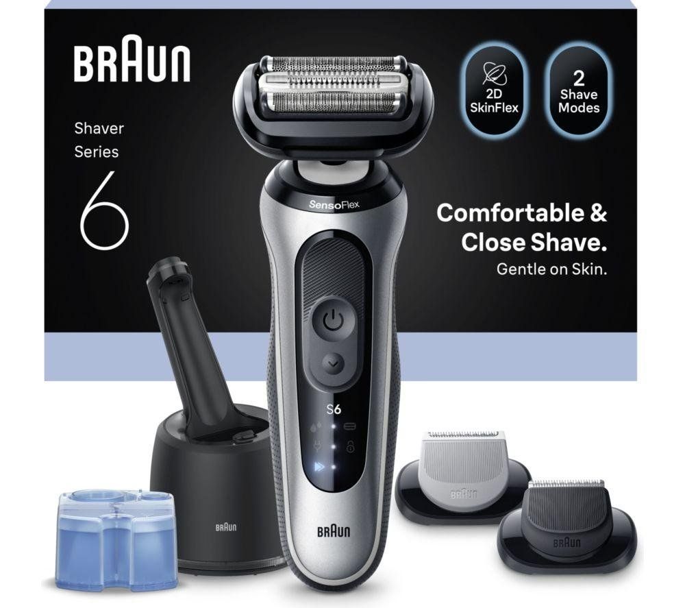 BRAUN Series 6 BRA62-S7650CC Wet & Dry Shaver - Silver, Silver/Grey - Image 1