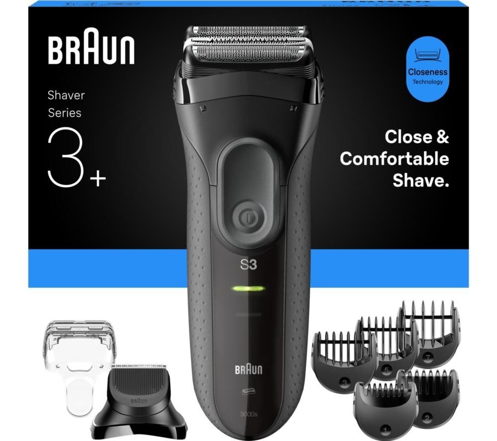 BRAUN Series 3 BRA3000BT Wet & Dry Shaver - Black, Silver/Grey - Image 1
