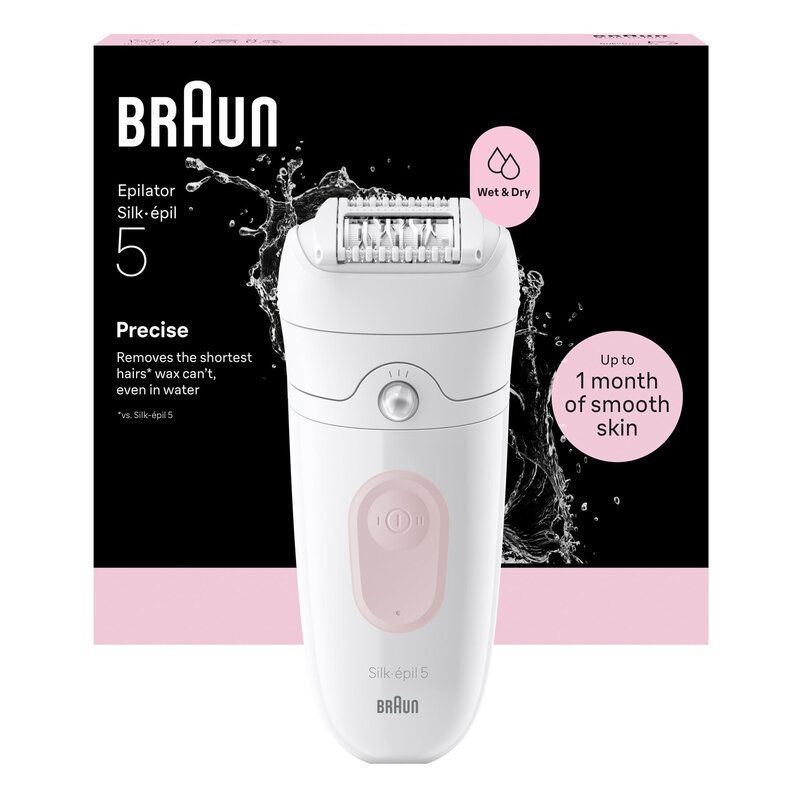 BRAUN Silk-épil 5 5-000 Wet & Dry Epilator - Flamingo Pink, White,Pink - Image 1