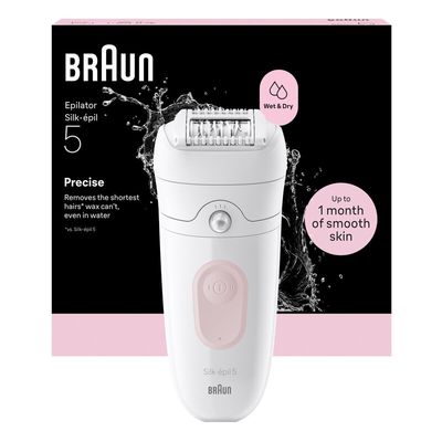 BRAUN Silk-épil 5 5-000 Wet & Dry Epilator - Flamingo Pink, White,Pink