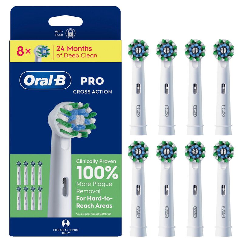 ORAL-B Pro Cross Action Replacement Toothbrush Head Pack of 8 - Image 1