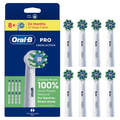 ORAL-B Pro Cross Action Replacement Toothbrush Head Pack of 8