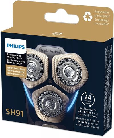 PHILIPS Wet & Dry SH91/50 Rotary Electric Shaver Head Replacement - Black