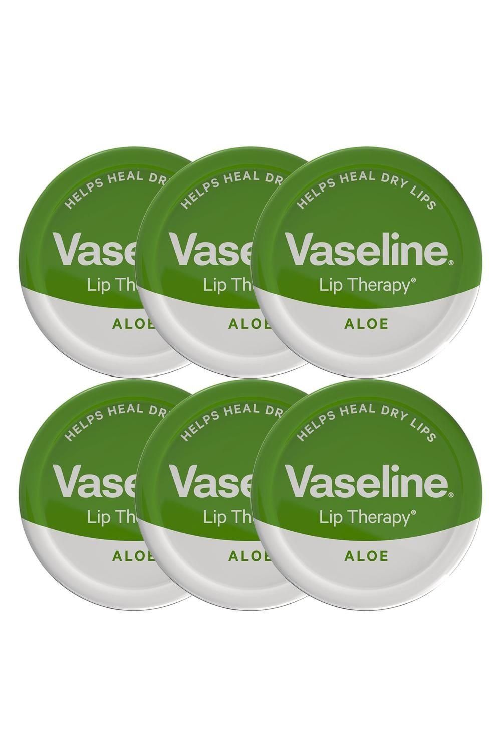 Vaseline Lip Therapy Petroleum Jelly, Aloe Vera 20gm Hydrating Lip Balm, 6 Pack - White - Image 1