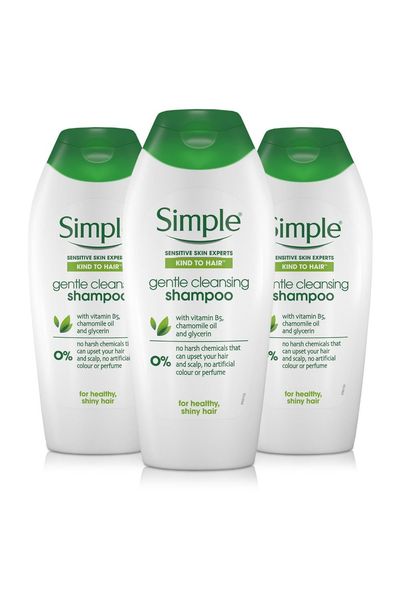 Simple Women's Kind to Hair Gentle Care 'Shampoo', 3pk x 400ml in White