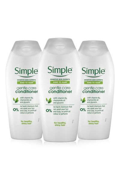 Simple Women's Kind to Hair Gentle Care 'Conditioner', 3pk x 400ml in White