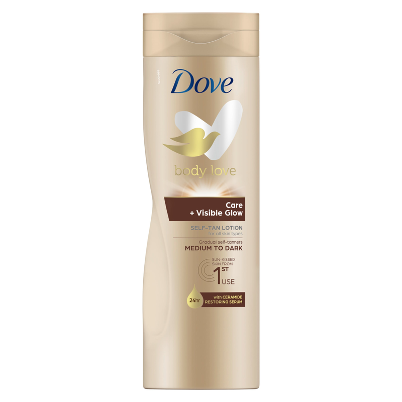 Dove Visible Glow Self-Tan Lotion Nourishing Care For Medium-Dark Skin, 3x400ml - White - Image 1