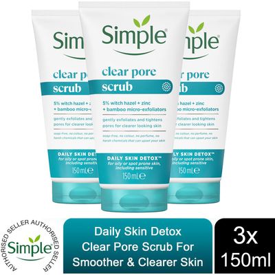 Simple Daily Skin Detox Pore Polishing Face Scrub for Oily Skin, 150ml - Buy 3 - Thumbnail 2