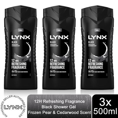 Lynx 12H Refreshing Fragrance Shower Gel with Moisturisers, 3x or 6x, 500ml - Black - Thumbnail 2