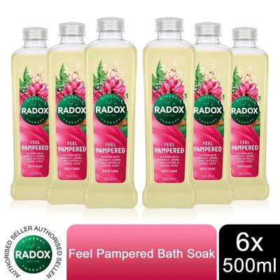 Radox Nature Inspired Fragrances Bath Soak, Feel Pampered, 500ml - Buy 6