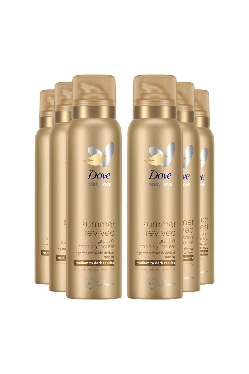 Dove Women's Derma Spa Self Tan 'Body Mousse', 6x150ml in Gold - Image 1
