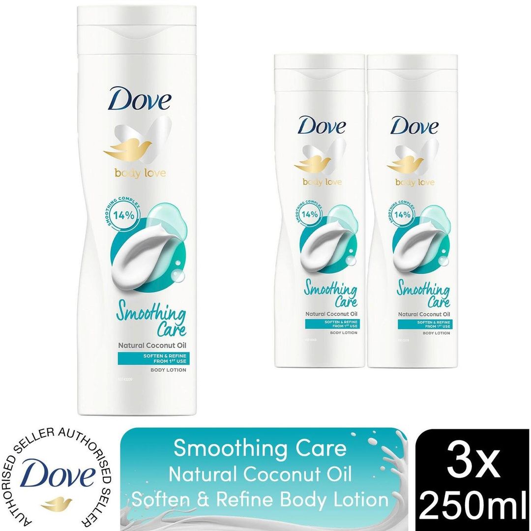 Dove Nourishing Secrets Body Lotion with Coconut Oil and Almond Milk, 3x250ml - White - Image 1