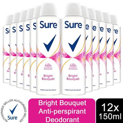 Sure Women Motion Sense Antiperspirant Deodorant Bright Bouquet, 150ml - Buy 12 / 34cm