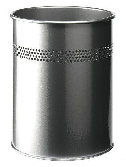 Durable Waste basket 15 L Round Metal Metallic - Image 1