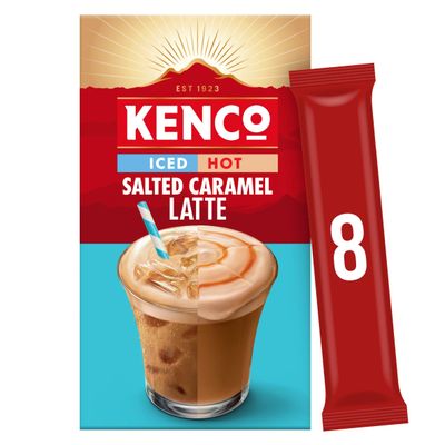 Kenco Iced Hot Salted Caramel Latte Instant Coffee Sachets x8 - Thumbnail 2