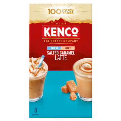 Kenco Iced Hot Salted Caramel Latte Instant Coffee Sachets x8
