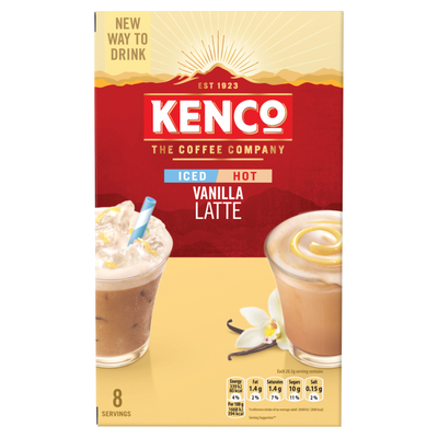 Kenco Iced Hot Vanilla Latte Instant Coffee Sachets x8
