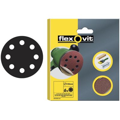 Flexovit 69957389890 Hook & Loop Sanding Disc 125Mm Extra Fine 180G (Pack 6)