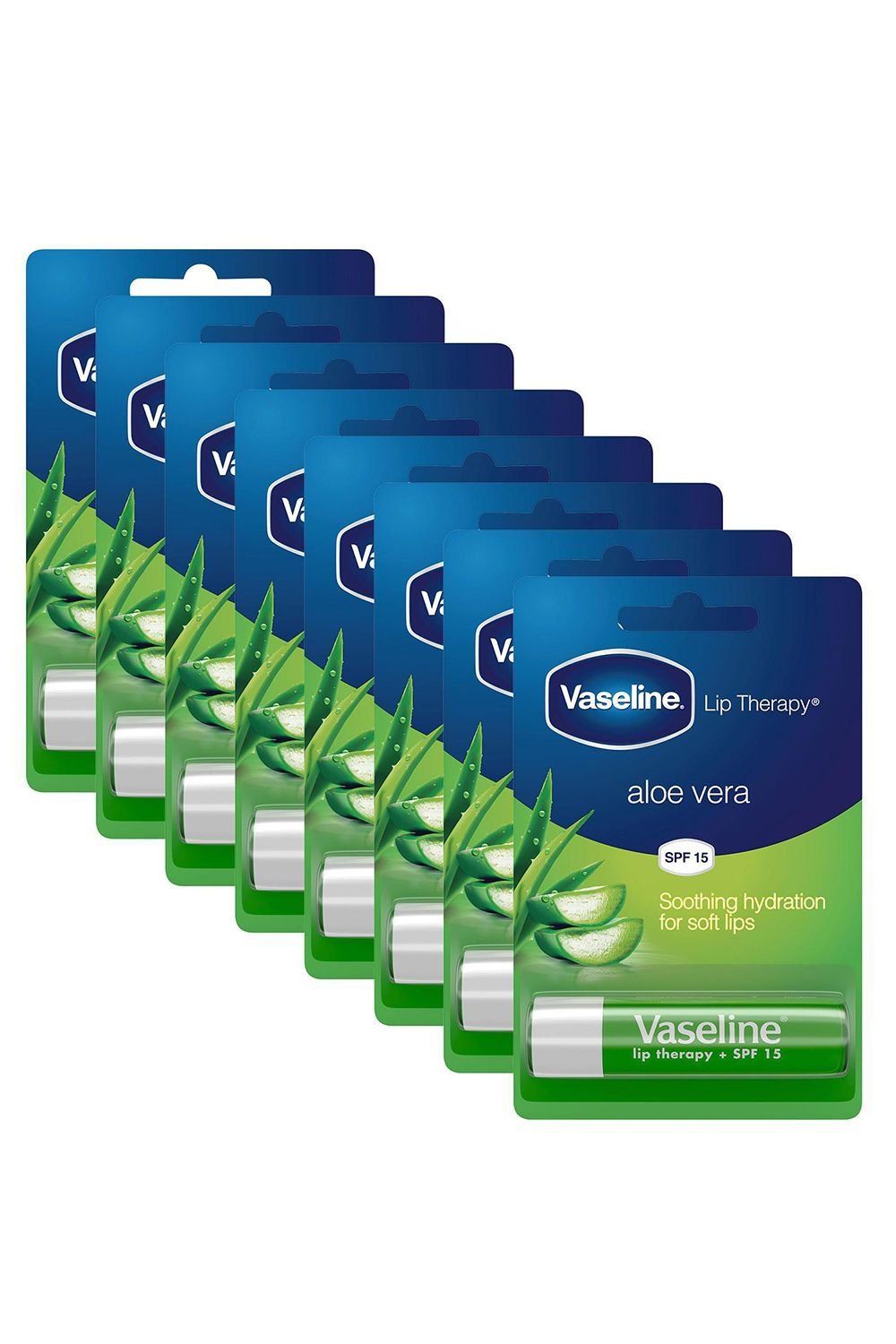 Vaseline Lip Therapy With Petroleum Jelly Balm Sticks, Aloe Vera 4g, 8 Pack - White - Image 1