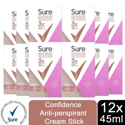 Sure Women Maximum 96-H Protection Confidence Deodorant Cream , 45ml - Buy 12 / 40cm / 12