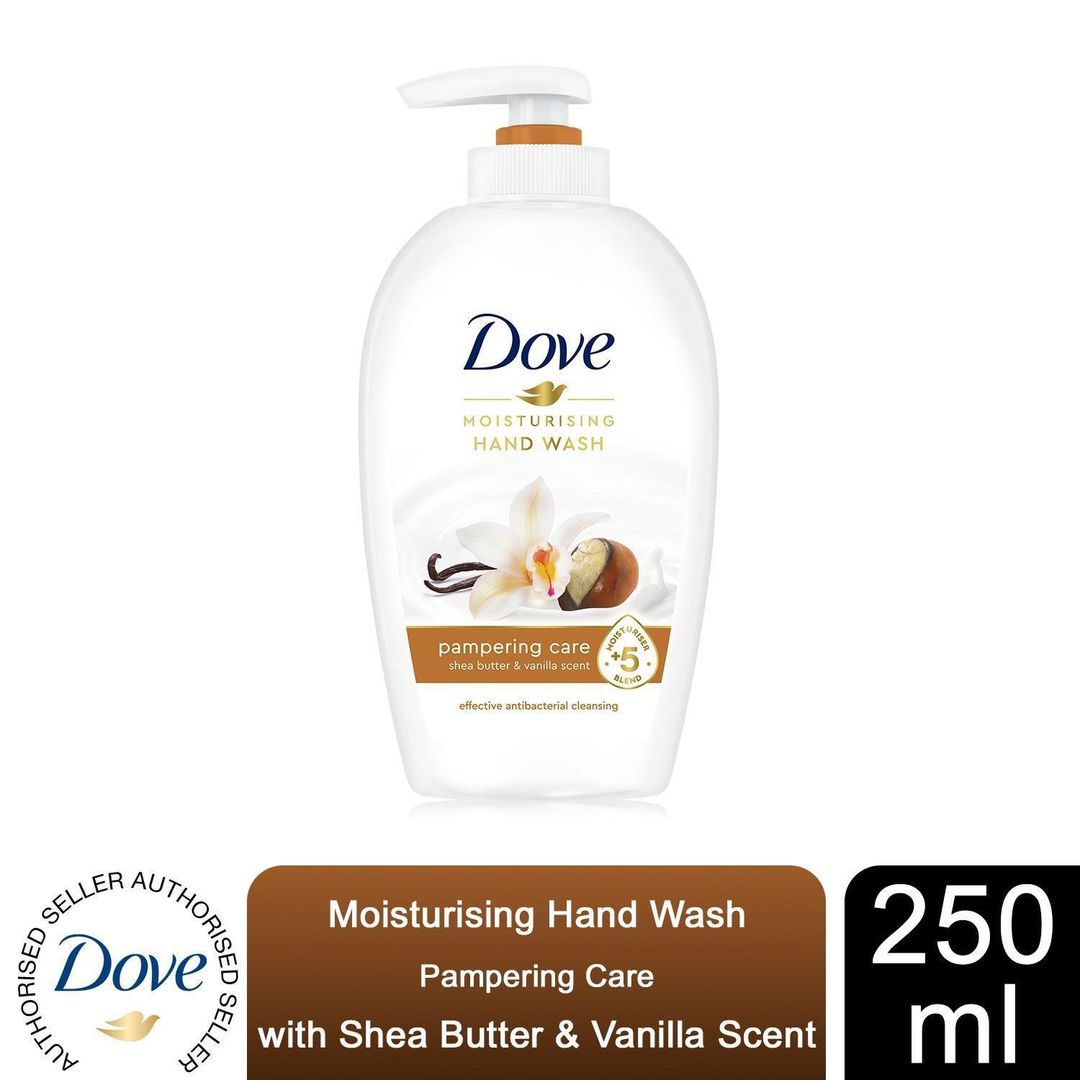 Dove Moisturising Hand Wash, Pampering Care with Shea Butter and Vanilla, 250ml - Buy 1 / 275g - Image 1