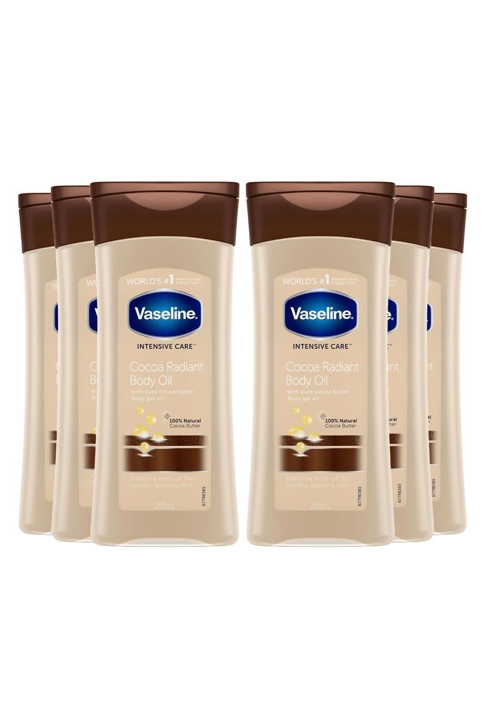 Vaseline Body Gel Oil Intensive Care Cocoa Radiant Cocoa Butter 200ml, 6 Pack - White - Image 1