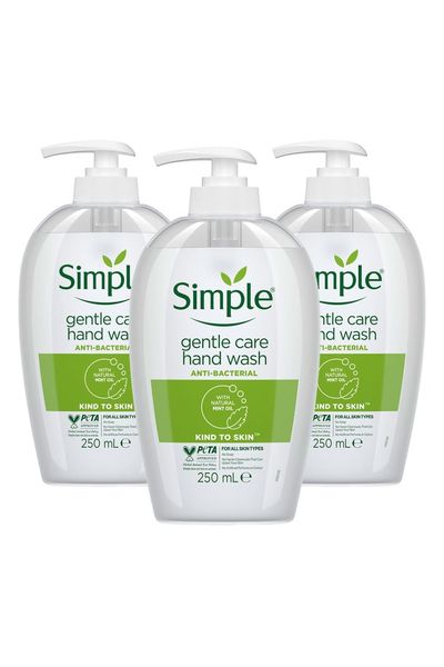 Simple Kind to Skin Gentle Care 'Hand wash' with Mint oil, 3x250ml in White