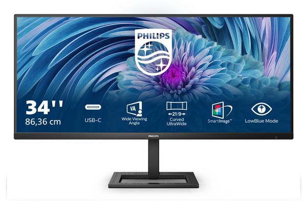 Philips E Line 346E2LAE/00 computer monitor 86.4 cm (34") 3440 x 1440 pixels Wide Quad HD LCD Black