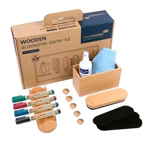 Legamaster WOODEN whiteboard starter kit 17-piece - Image 1