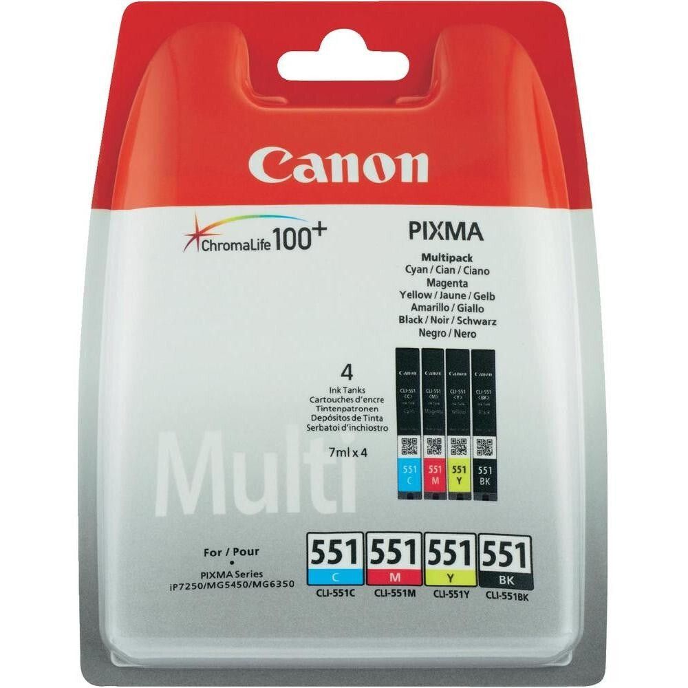 CANON CLI-551 Cyan, Magenta, Yellow & Black Ink Cartridges - Multipack, Black & Tri-colour - Image 1