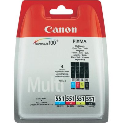 CANON CLI-551 Cyan, Magenta, Yellow & Black Ink Cartridges - Multipack, Black & Tri-colour