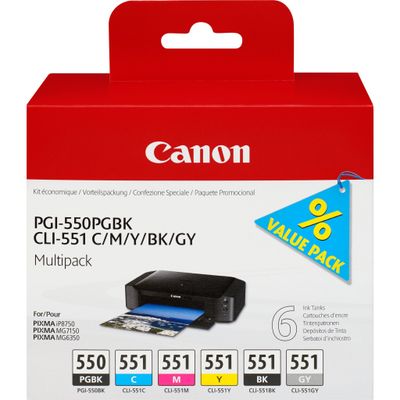 Canon 6496B005/PGI-550/CLI-551 Ink cartridge multi pack Bk.C.M.Y.Gy 7m