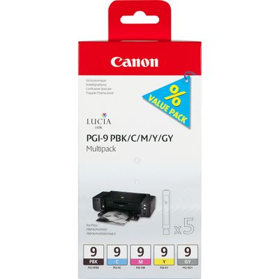 Canon PGI-9 PBK/C/M/Y/GY 5 Ink Cartridge Multipack - Thumbnail 2