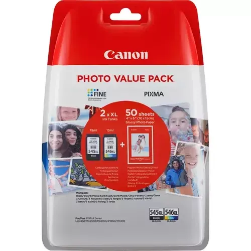 Canon PG-545XL/CL-546XL High Yield Ink Cartridge + Photo Paper Value Pack - Image 1