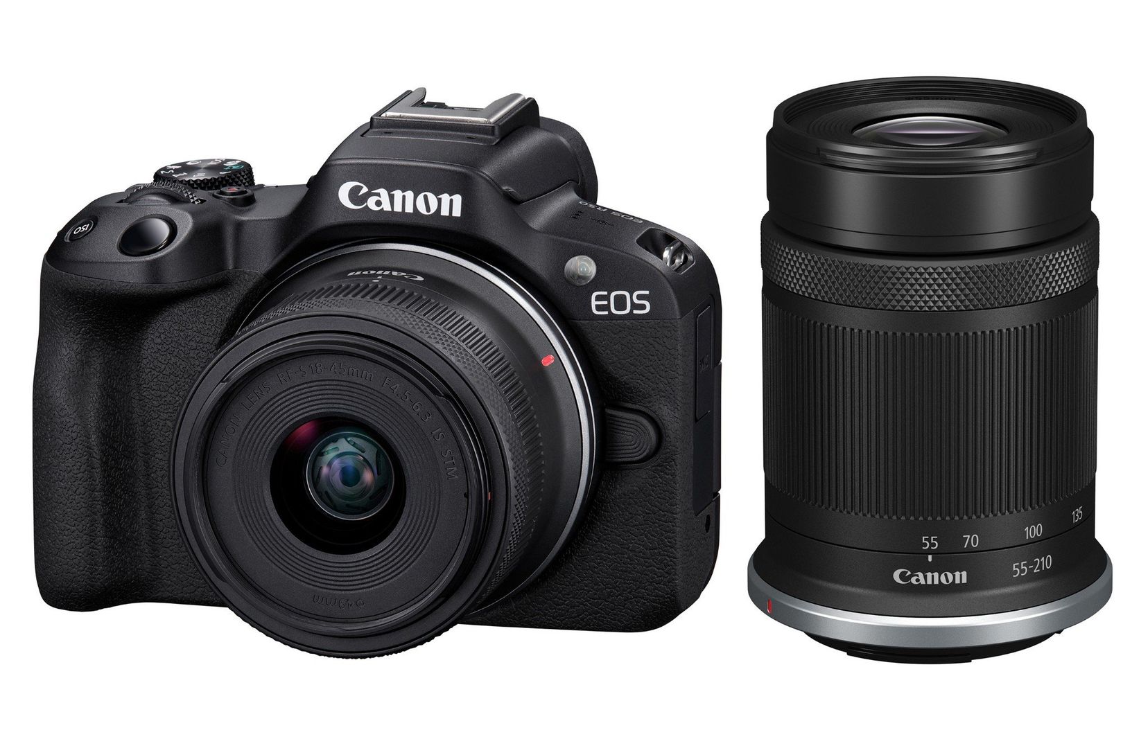 CANON EOS R50 Mirrorless Camera with RF-S 18-45 mm f/4.5-6.3 IS STM & 55-210 mm f/5-7.1 IS STM Lens, Black - Image 1