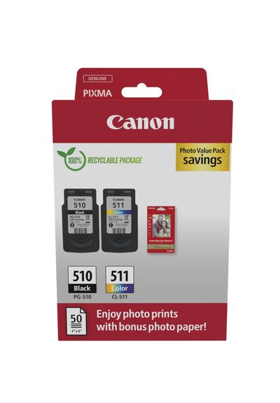 CANON PG-510/CL-511 Black & Colour Ink Cartridges - Twin Pack, Black
