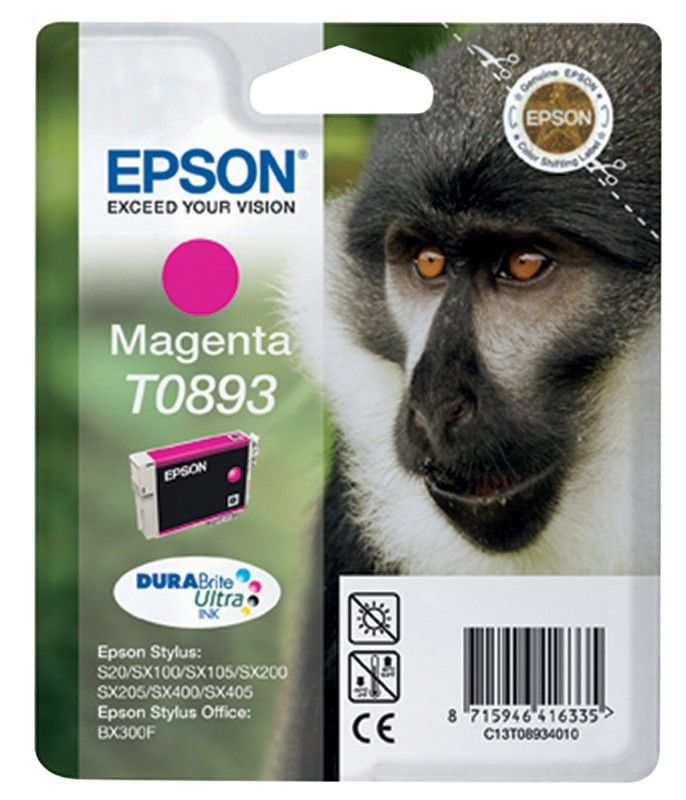 Epson Monkey Singlepack Magenta T0893 DURABrite Ultra Ink - Image 1